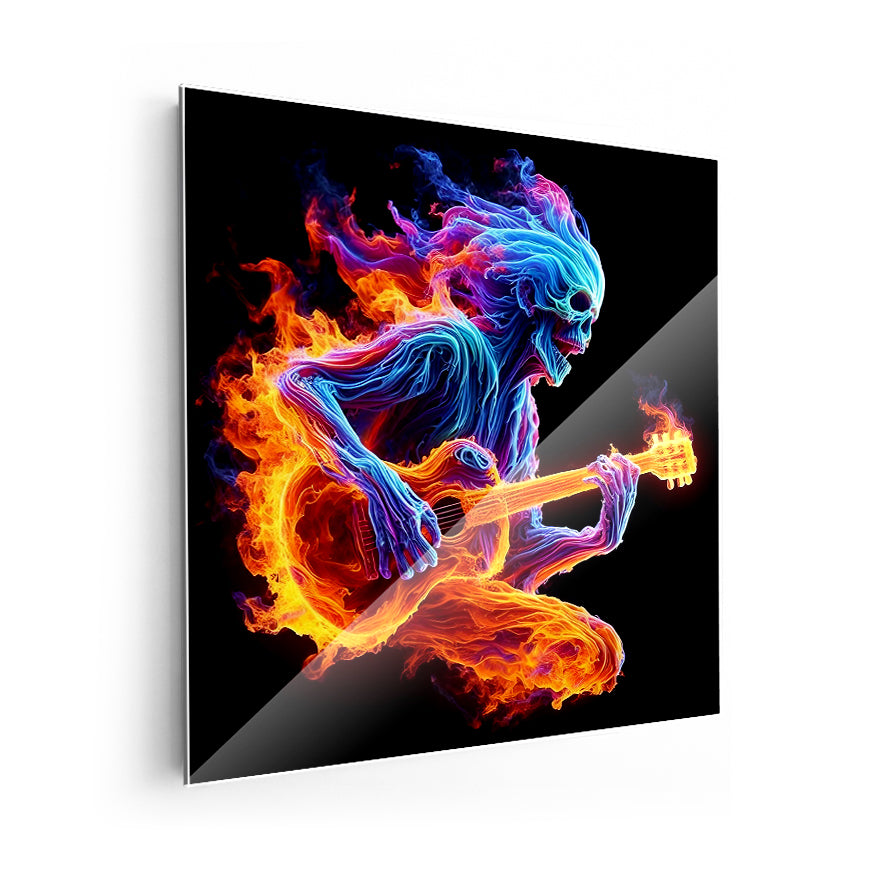 Guitarrista Calavera Llamas