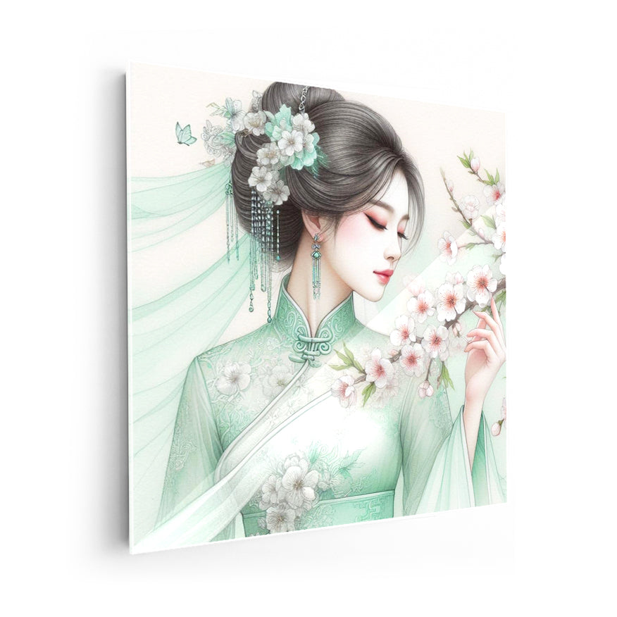Mujer Y Flores De Cerezo