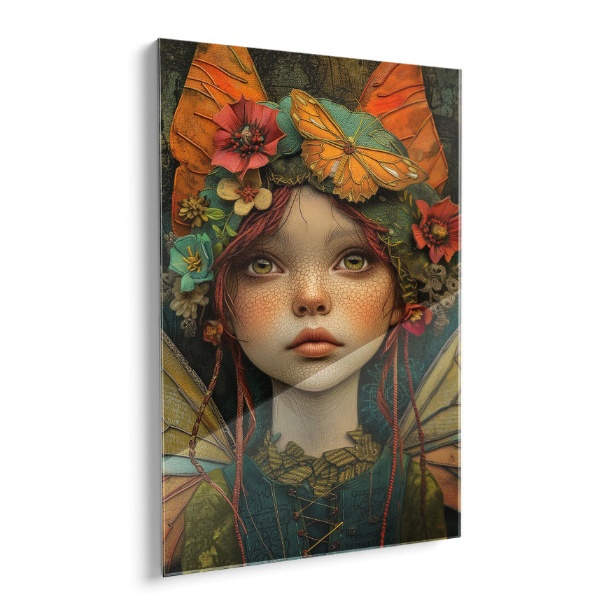 Niña Mariposa Y Flores