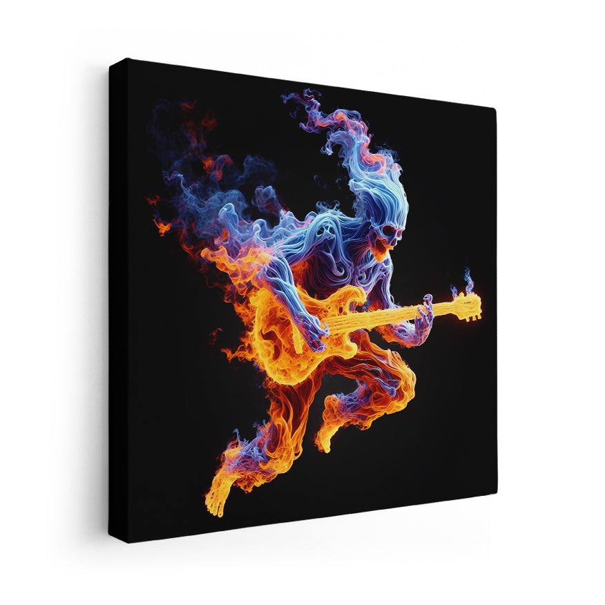 Guitarrista En Llamas Saltando