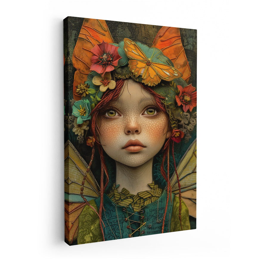 Niña Mariposa Y Flores