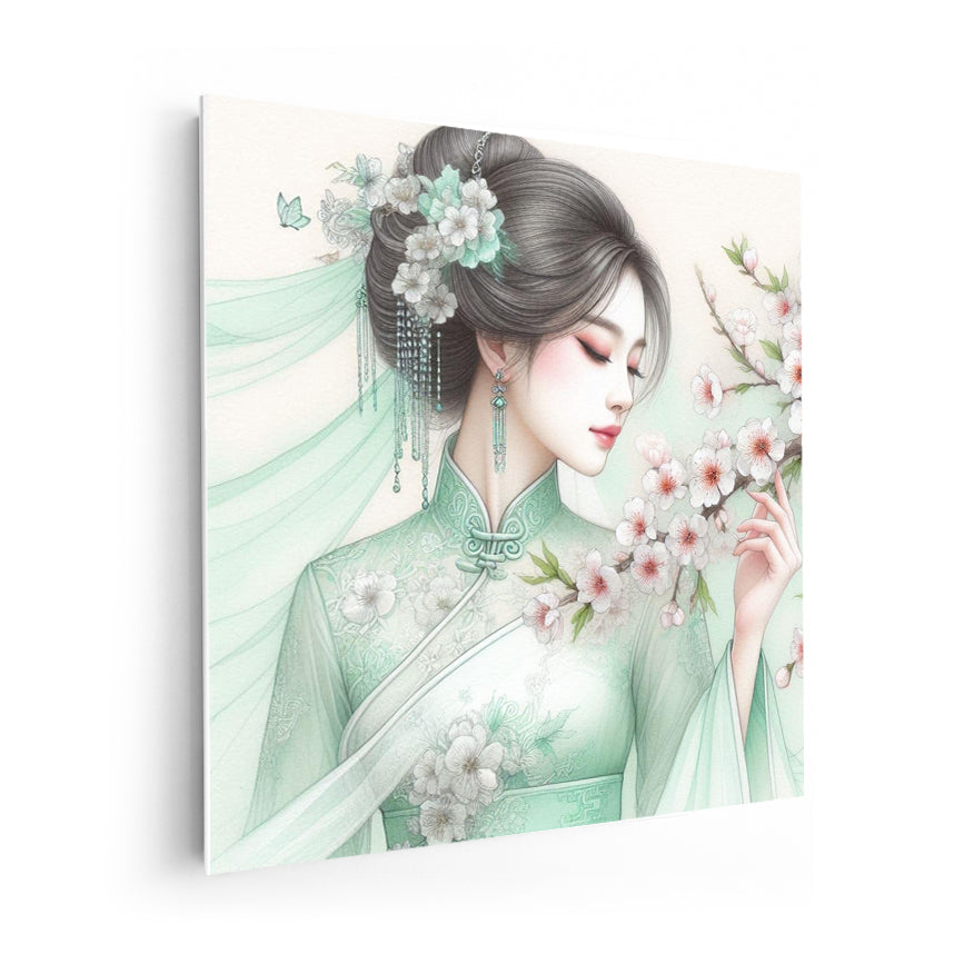 Mujer Y Flores De Cerezo