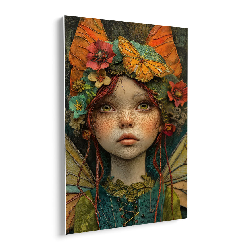 Niña Mariposa Y Flores