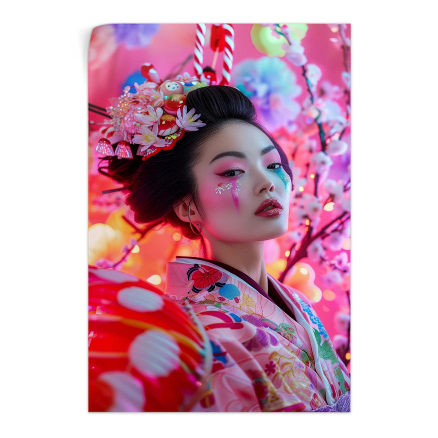 Geisha Kimono Cerezos Dulces
