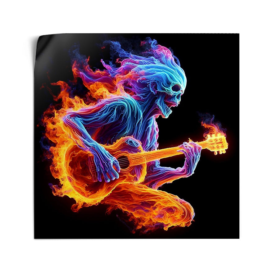 Guitarrista Calavera Llamas