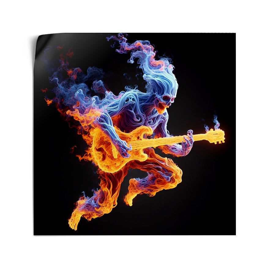 Guitarrista En Llamas Saltando