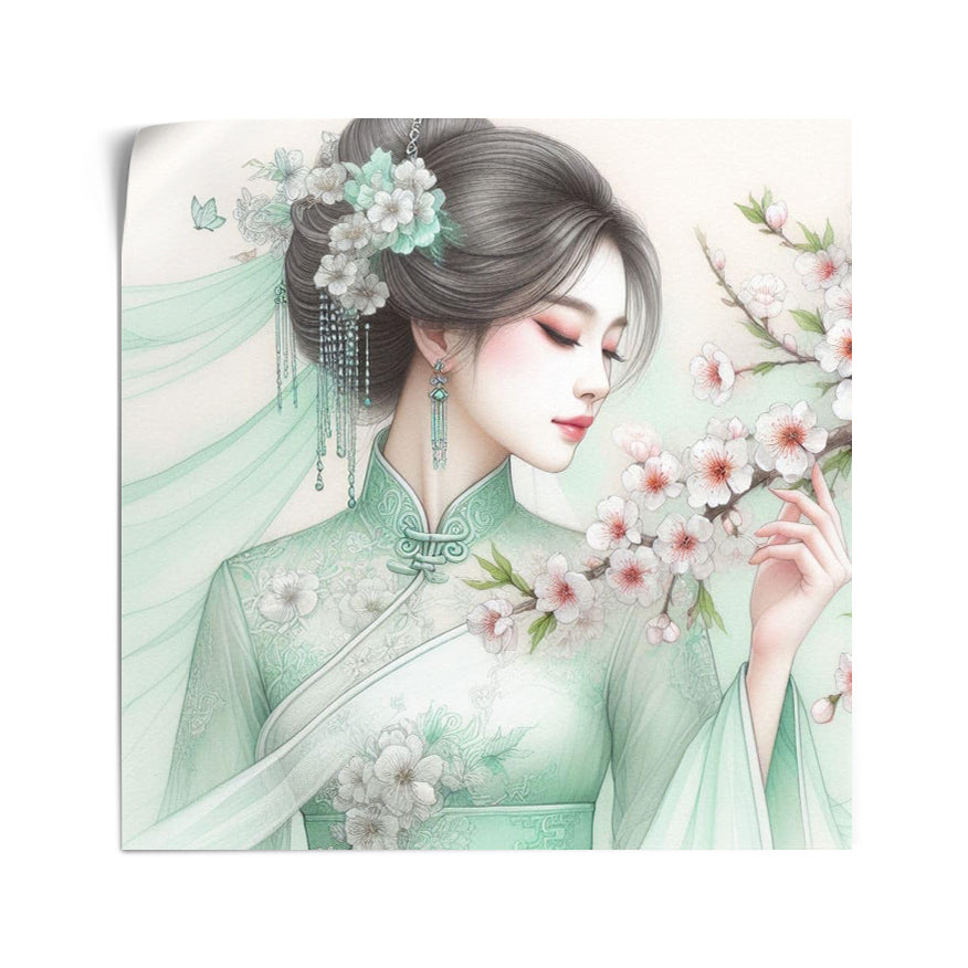 Mujer Y Flores De Cerezo