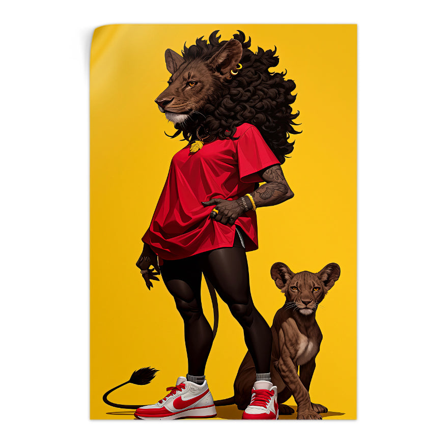 Leona Humana Y Cachorro